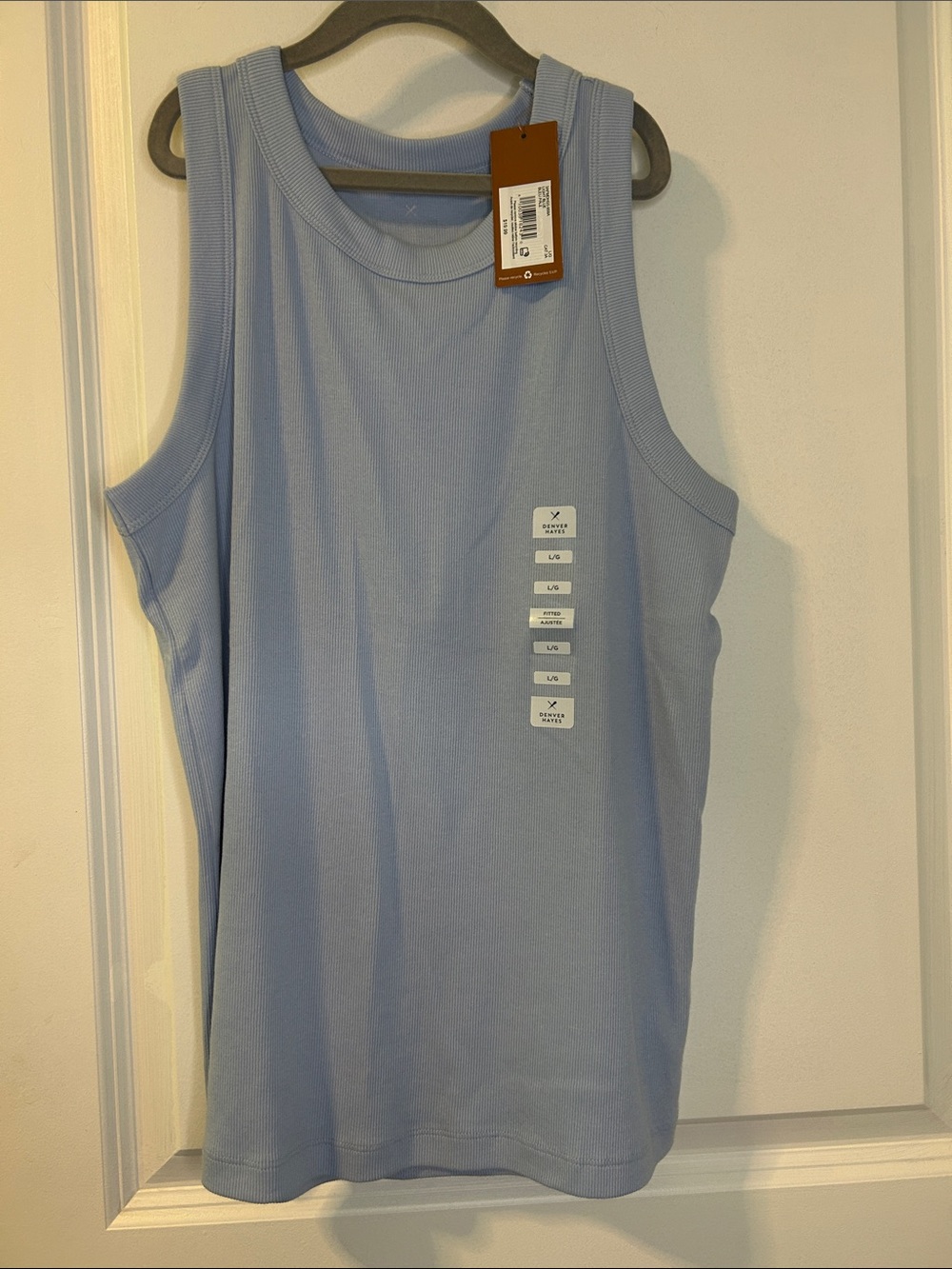 Denver Hayes Light Blue Ribbed Tank Top